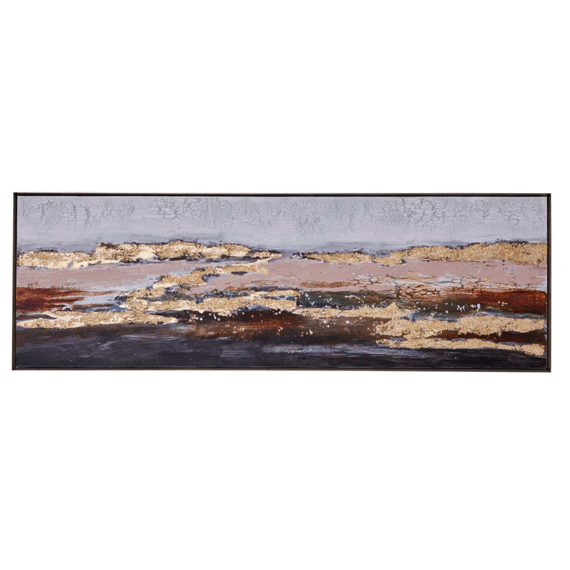 Gold Contemporary Abstract Canvas Wall Art, 20" x 59"